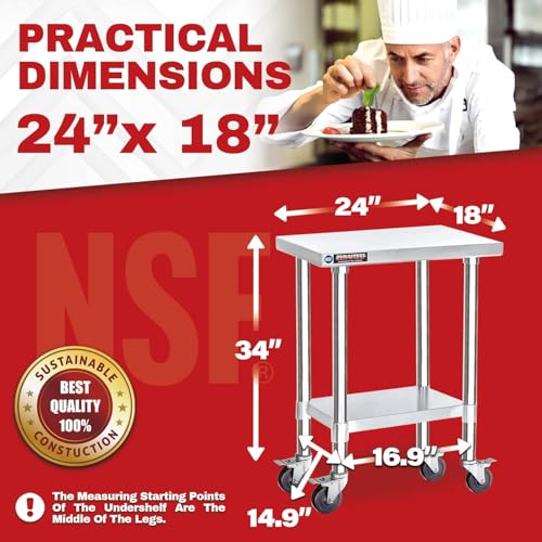 24x18 NSF Stainless Steel Cart Work Table