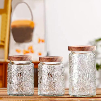 Vintage Glass Jars with Wooden Lids