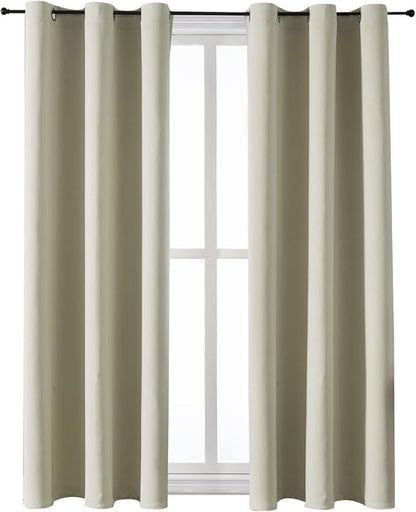 ChrisDowa Grommet Room Darkening Curtains for Bedroom and Living Room - 2 Panels Set Thermal Insulated Blackout Curtains (Beige, 38W x 54L)