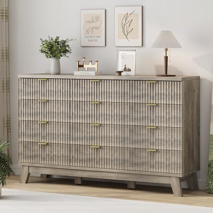Fluted Dresser for Bedroom with 12 Drawers