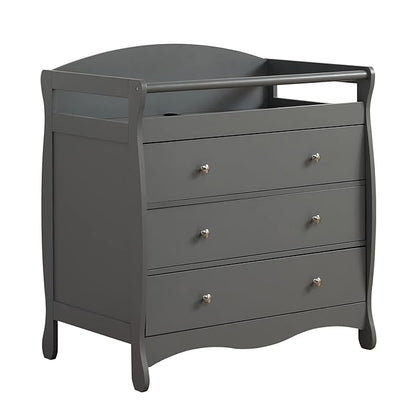 Karl home Changing Table Dresser Baby Diaper Changing Station Infant Nursing Table with 3 Drawers, Safety Rail & Strap for Bedroom, Nursery, Gray