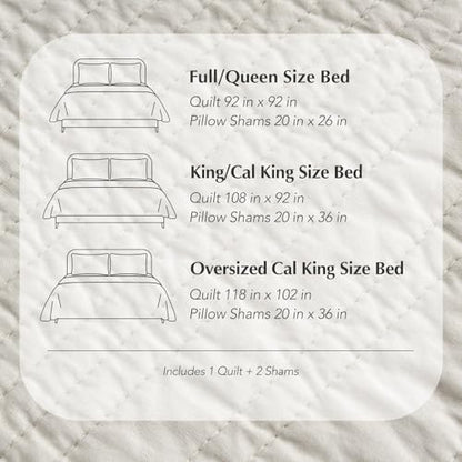 HOME 100% Cotton Modern Lines Quilt Set King Size