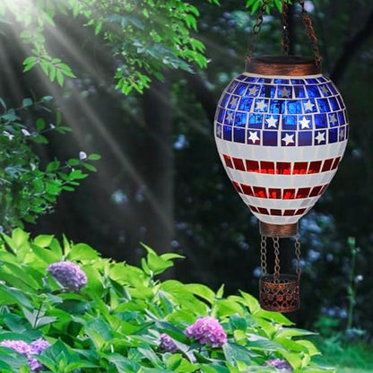 American Flag Hot Air Balloon Solar Lantern