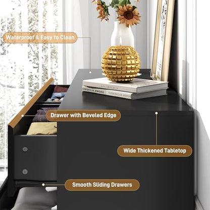 Black Malm High Gloss Dresser for Bedroom