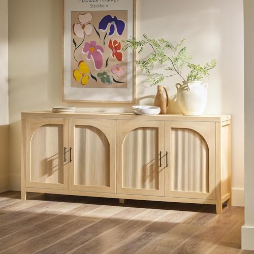 Sasha 4 Door Reeded Sideboard Buffet with Cord Management