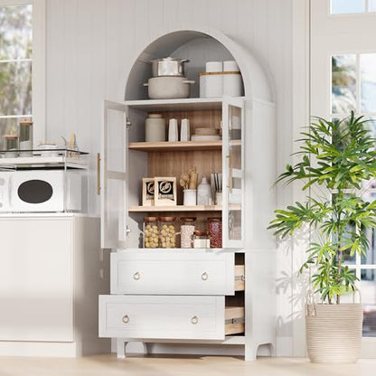 71" Arched Storage Cabinets with Glass Doors