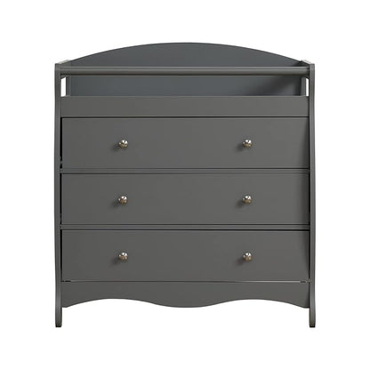 Karl home Changing Table Dresser Baby Diaper Changing Station Infant Nursing Table with 3 Drawers, Safety Rail & Strap for Bedroom, Nursery, Gray