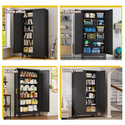 Metal 79“ Kitchen Pantry Cabinet