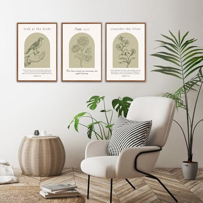 KAlRNE Religious Birds Scripture Picture Christian Wall Art Set (3 Count)