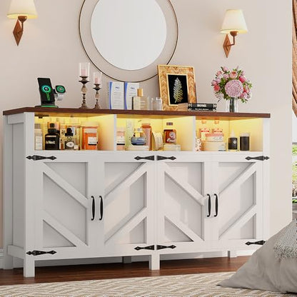 Buffet Sideboard with Storage with Power Outlets & LED Light