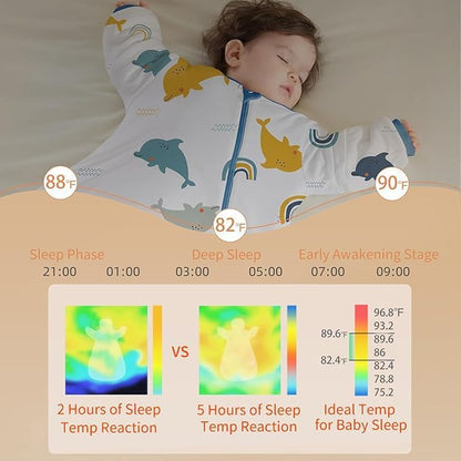 Baby Sleep Sack with Removable Sleeves, Breathable Wearable Blanket for Newborn & Toddler 6-36 Months, Cute Print