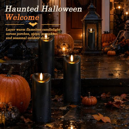 Halloween Black Waterproof LED Candles with Remote Timer