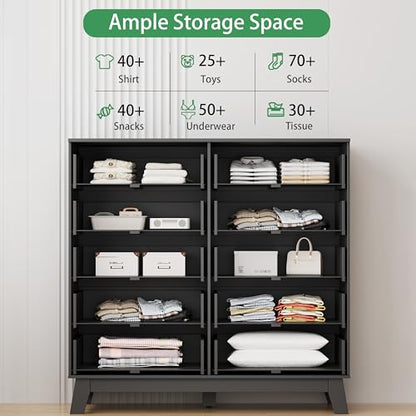 Fluted Dresser for Bedroom with 10 Drawers