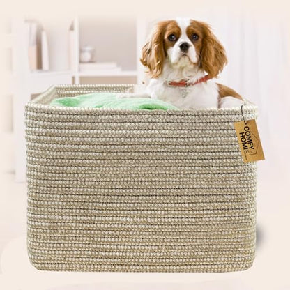 Cotton Rope Woven Basket with Handles for Shelves