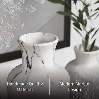 White Marble Look Vases Home Decor (3 Count)