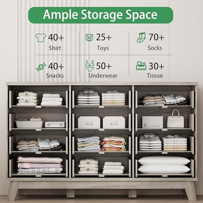 Fluted Dresser for Bedroom with 12 Drawers