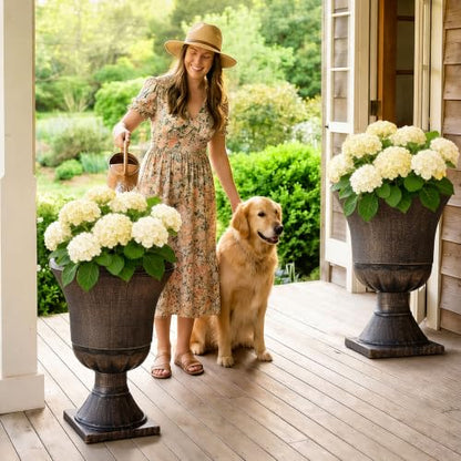 22" Tall Urn Planters Set of 2 Large Flower Pots (2 Count)