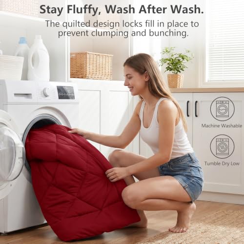 King Size Comforter Set Dark Red