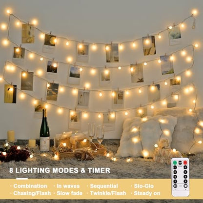Warm White 100 LED Globe Battery Operated Christmas Lights Indoor