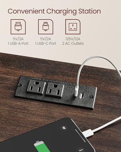 Farmhouse Nightstands with Charging Station (2 Count)