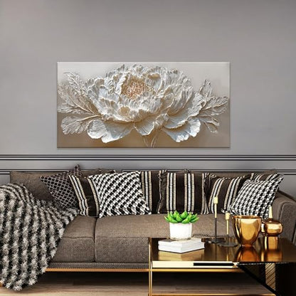 Canvas Wall Art Decor White Peony Flower Canvas Art Wall Decor For Living Room Floral Botanical Wall Art Canvas Prints Modern Nature Flower Wall Art Decor For Bedroom Home Office Wall Decor 20×40 In