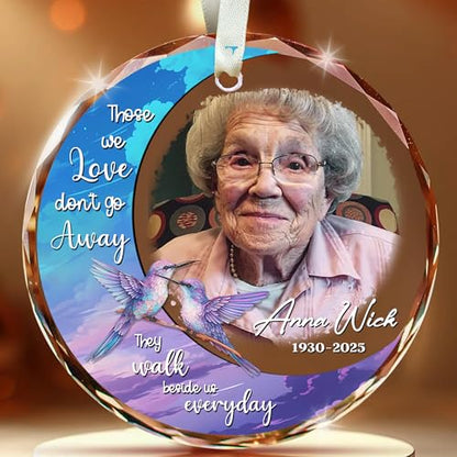 Personalized Memorial Hummingbird Glass Ornament