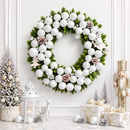 24ct White Christmas Ornaments for Tree Decorations (24 Count)