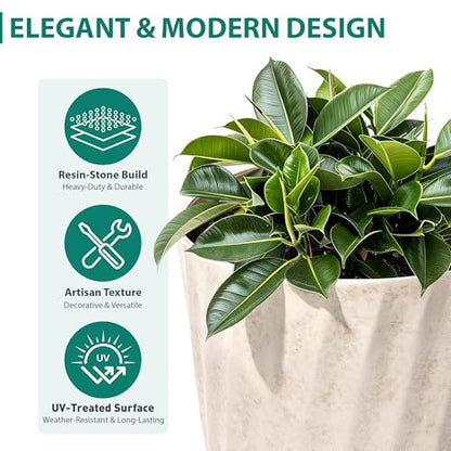 24" Resin Tall Outdoor Planters (2 Count)