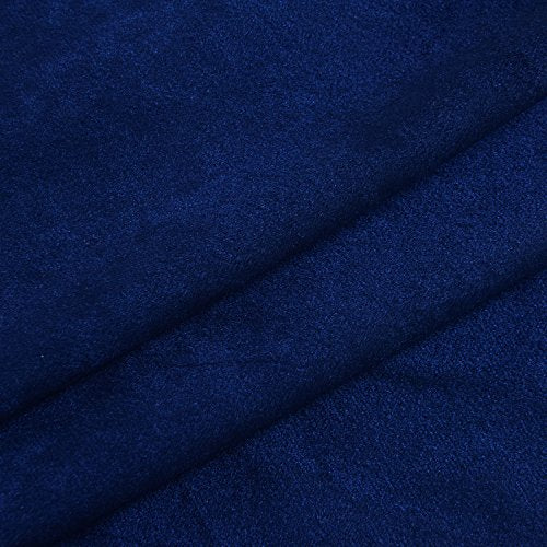 Set of 2 Velvet Flannel Room Darkening Blackout Curtains Panels Drapes Grommet 52 Wide by 108 Long Navy Royal Blue for Living Room (2 Count)