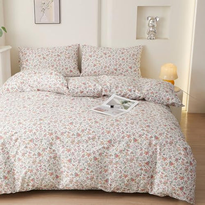 Vintage Pink Floral Cottagecore Comforter Set Queen with 2 Pillowcases