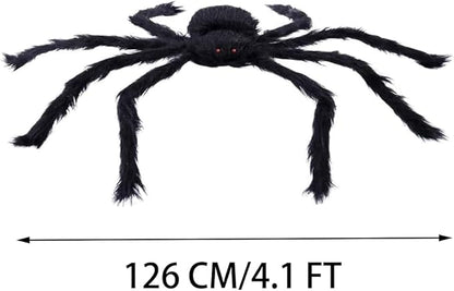 Halloween Giant Huge Spider, 4.1FT Large Foldable Spider Fake Hairy Spider Scary Decorations Halloween Spider Outdoor Yard