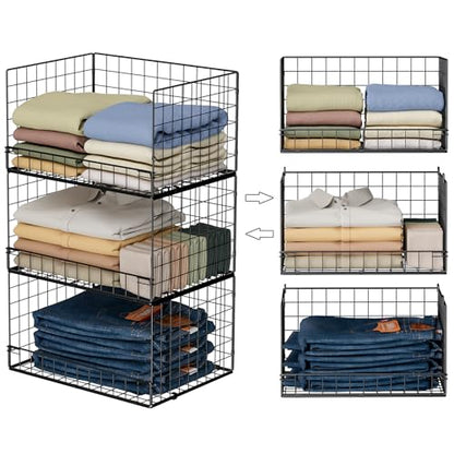 3 Tier Stackable Closet Organizers and Storage Shelves (3 Count)
