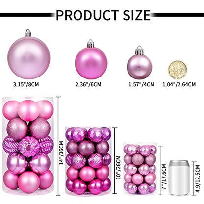 60mm 2.36" Christmas Ball Ornaments Shatterproof Christmas Ornaments Set Decorations for Xmas Tree Balls (34 Count)