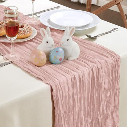 Dusty Pink Cheesecloth Table Runner 35×120Inch Fall Boho Wedding Home Decor