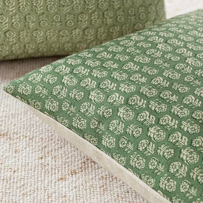 Decorative Floral Print Throw Pillow Covers 18×18 Forest Green (2 Count)