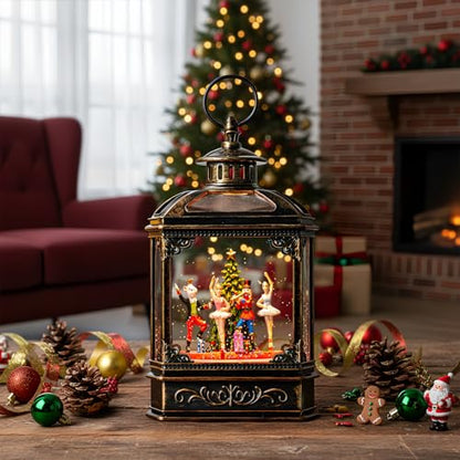 Christmas Snow Globe Lantern Lighted Nutcracker Ballet Stage Scene Musical Snow Water Lantern Swirling Glittering Home Decoration and Gift