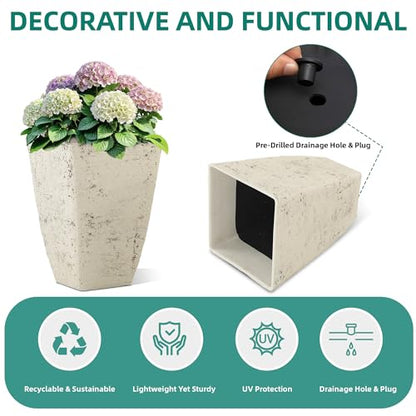 Autodaya Resin 19" Tall Planters Set of 2 Plant Pots (2 Count)