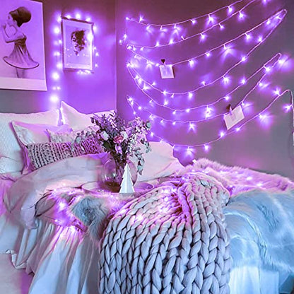 200 LED Purple String Lights Indoor Outdoor Clear Wire (66 Foot)