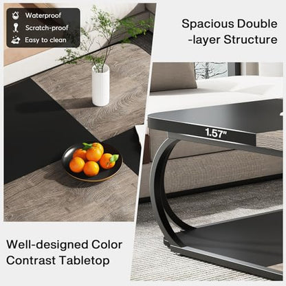 Coffee Table with Open Storage Shelf for Living Room
