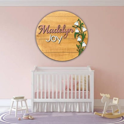 Personalized Wooden Name Sign - Custom Baby Name Signs for Nursery & Kids Room, Baby Announcement Sign, Wall Name Signs Personalized, Round Wooden Letters for Nursery Decor (Design 4)
