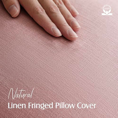 Decorative Linen Fringe Throw Pillow Covers 22×22 Inch (2 Count)