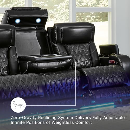 3 Seater Leather Power Reclining Sofa
