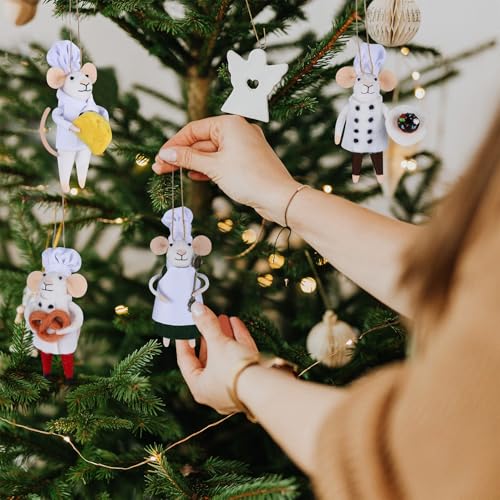 Set of 4 Christmas Felt Mouse Ornaments (4 Count)