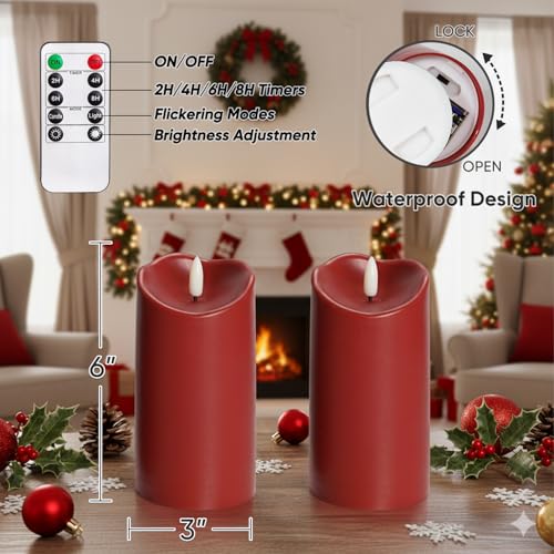 Burgundy Flameless Candles (2 Count)