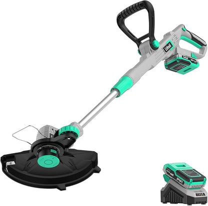 Litheli 20V 12" Cordless String Trimmer/Wheeled Edger, Battery Powered Weed Wacker with Auto Line Feed for Lawn Trimming/Edging, with 2.0Ah Battery and Charger Included