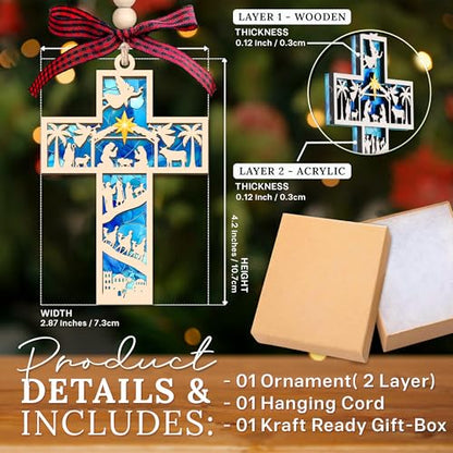 Nativity Cross Ornament for Christmas Tree