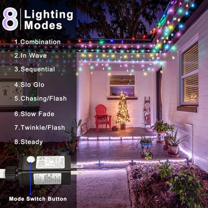 66ft 640 LED Pastel Multicolor Christmas Lights Outdoor Icicle Lights for Outside