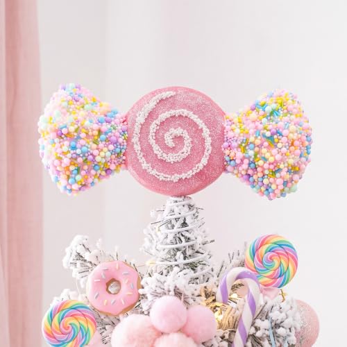 Christmas Tree Topper Decor 9.8" Pastel Candy Cane Treetop Ornament