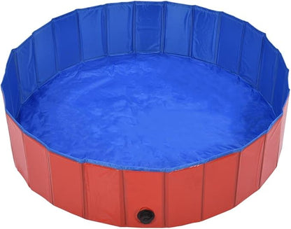 Foldable Dog Swimming Pool, Foldable Pet Swimming Pool, Portable Dog Pool, Bath Pool Collapsible Dog Pet Pool Bathing Tub, 47.2"x11.8" PVC Red
