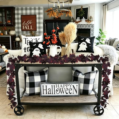 Fall Maple Leaf Garland Artificial Vintage Burgundy Maple Vine 2Pcs (2 Count)